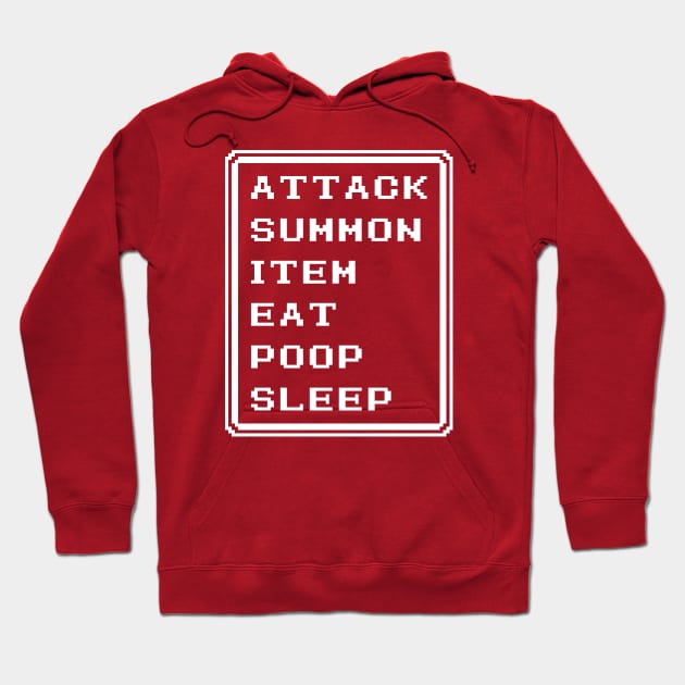 Final Fantasy Battle Menu Eat Poop Sleep Summoner Version Hoodie by inotyler